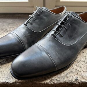 John Varvatos Grey Cap-Toe Oxford Shoes